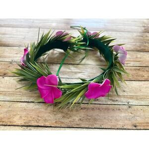 Moana Floral Pink Plumeria Leaves Hawaiian Halo Crown Toddler/ Child Size